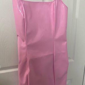 Barbie pink fitted pleather dress